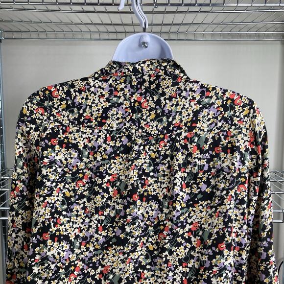 Anthropologie Maeve Women's Black Ditsy Floral Blouse Size XS Moto Boho Flowy - Picture 10 of 11